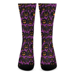 Halloween Pumpkin Smiley Faces Print Crew Socks
