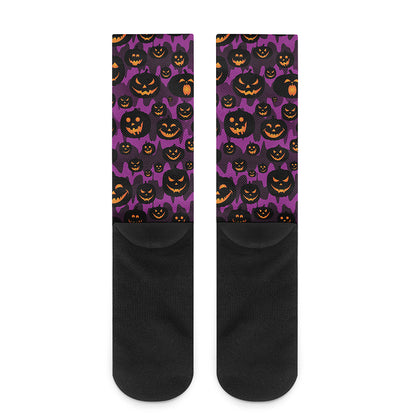 Halloween Pumpkin Smiley Faces Print Crew Socks