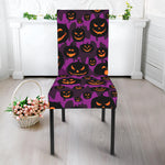 Halloween Pumpkin Smiley Faces Print Dining Chair Slipcover