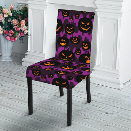 Halloween Pumpkin Smiley Faces Print Dining Chair Slipcover