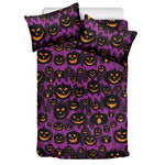 Halloween Pumpkin Smiley Faces Print Duvet Cover Bedding Set