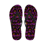 Halloween Pumpkin Smiley Faces Print Flip Flops