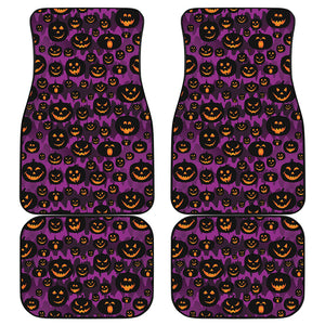 Halloween Pumpkin Smiley Faces Print Front and Back Car Floor Mats