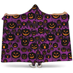 Halloween Pumpkin Smiley Faces Print Hooded Blanket
