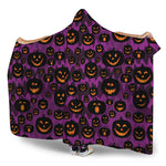 Halloween Pumpkin Smiley Faces Print Hooded Blanket