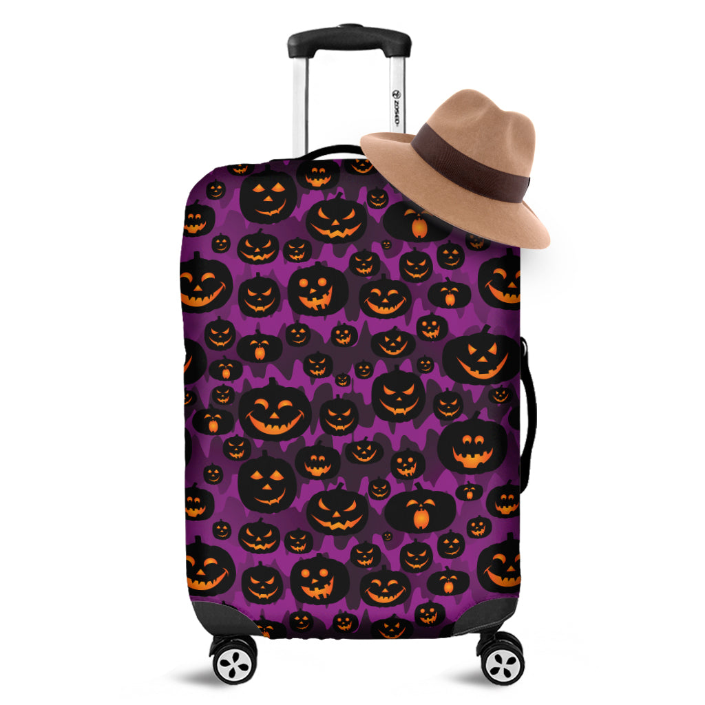 Halloween Pumpkin Smiley Faces Print Luggage Cover