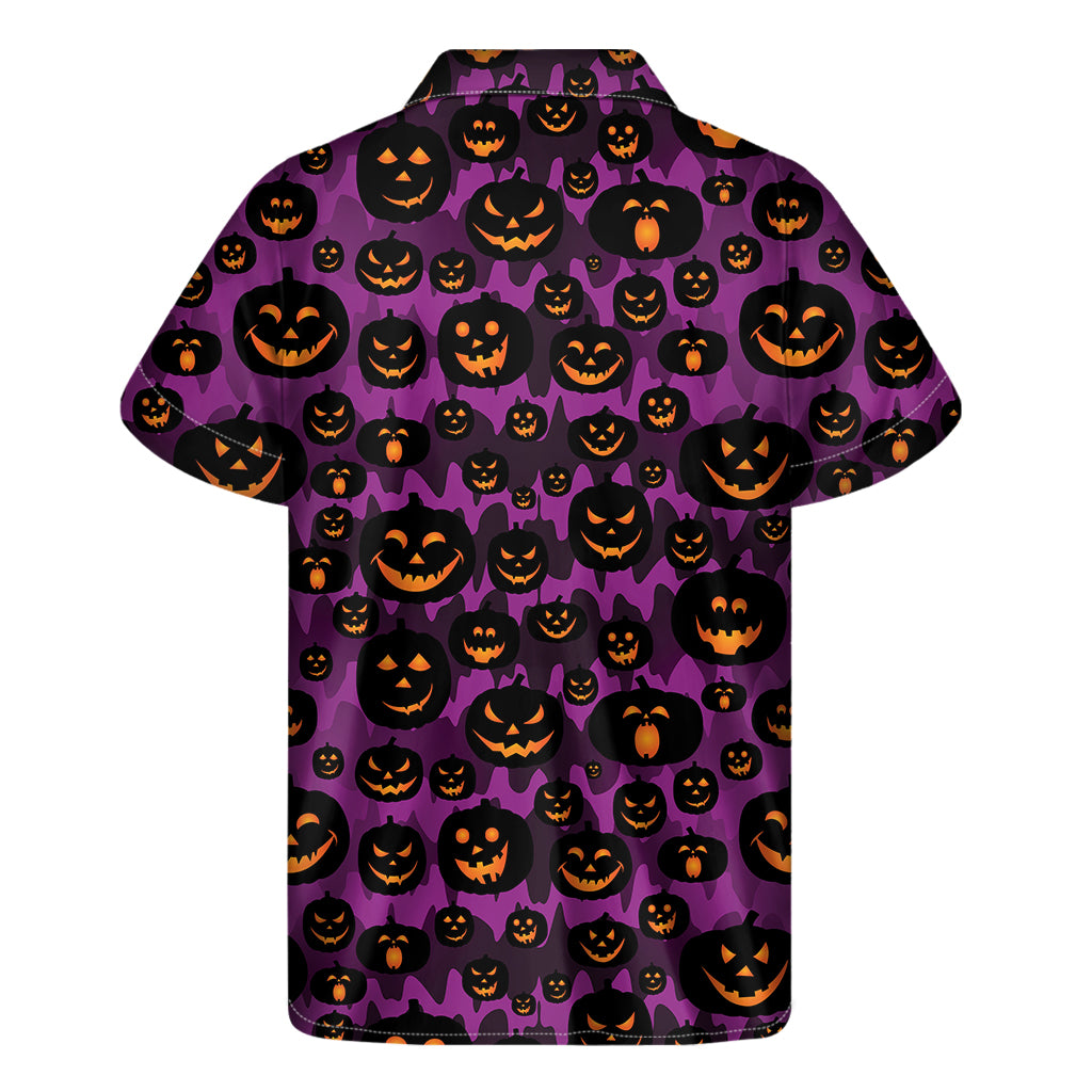 Halloween Pumpkin Smiley Faces Print Men's Short Sleeve Shirt