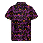 Halloween Pumpkin Smiley Faces Print Men's Short Sleeve Shirt