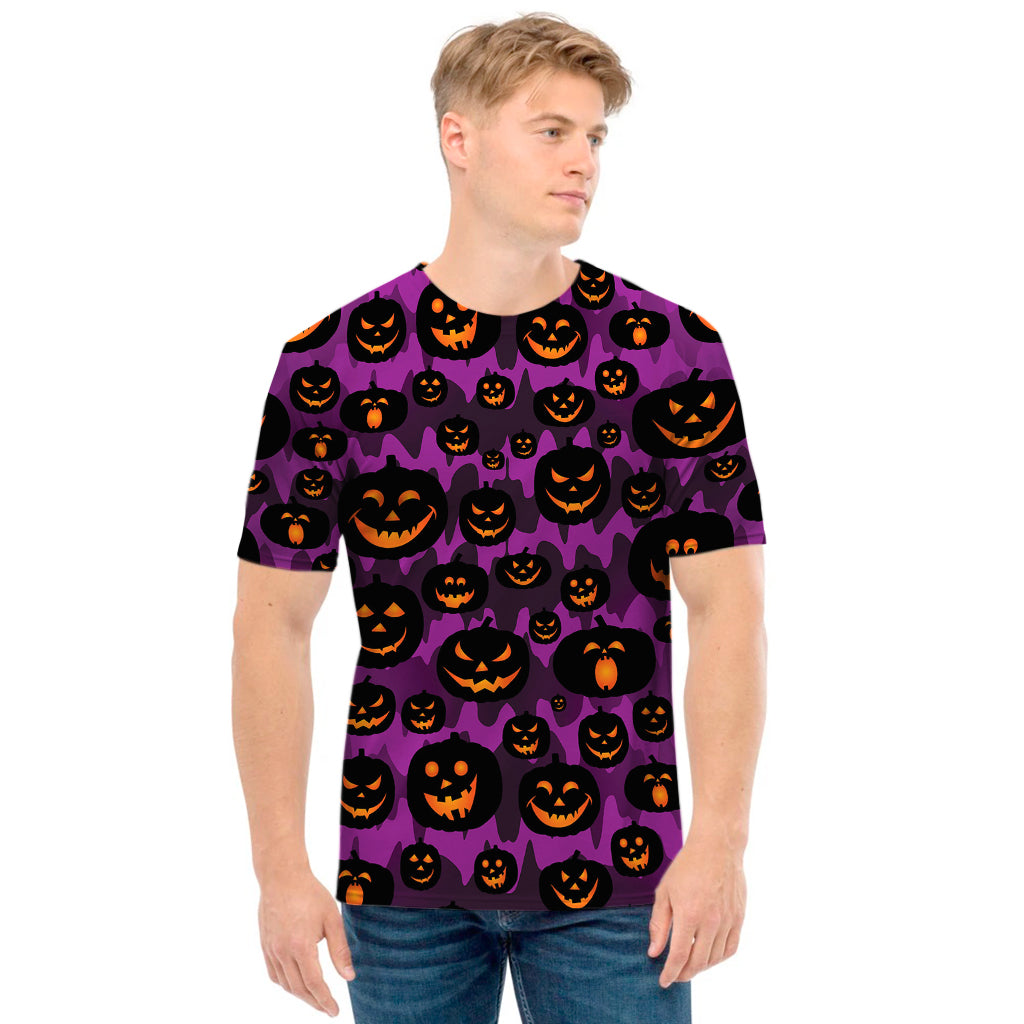 Halloween Pumpkin Smiley Faces Print Men's T-Shirt