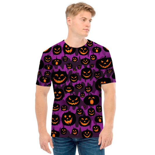 Halloween Pumpkin Smiley Faces Print Men's T-Shirt