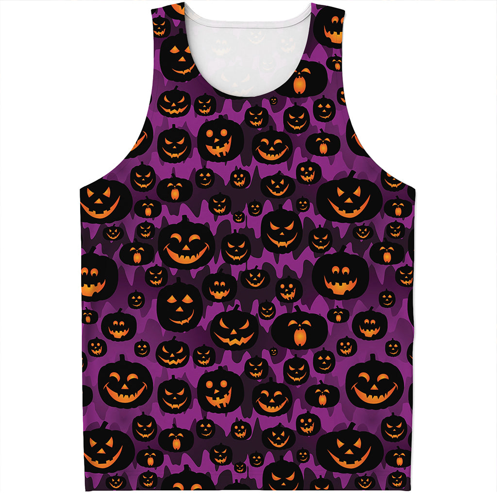 Halloween Pumpkin Smiley Faces Print Men's Tank Top