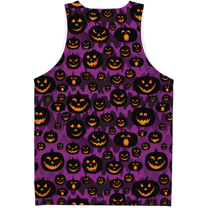 Halloween Pumpkin Smiley Faces Print Men's Tank Top