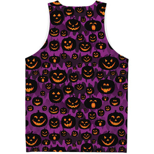 Halloween Pumpkin Smiley Faces Print Men's Tank Top