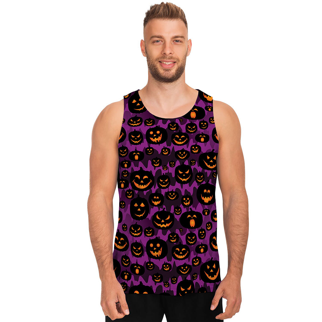 Halloween Pumpkin Smiley Faces Print Men's Tank Top