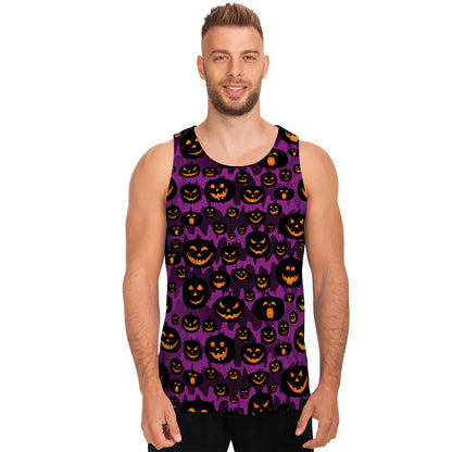 Halloween Pumpkin Smiley Faces Print Men's Tank Top