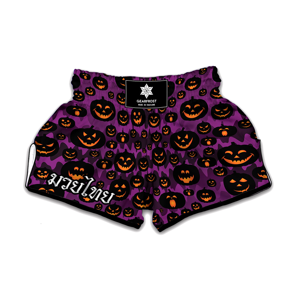 Halloween Pumpkin Smiley Faces Print Muay Thai Boxing Shorts