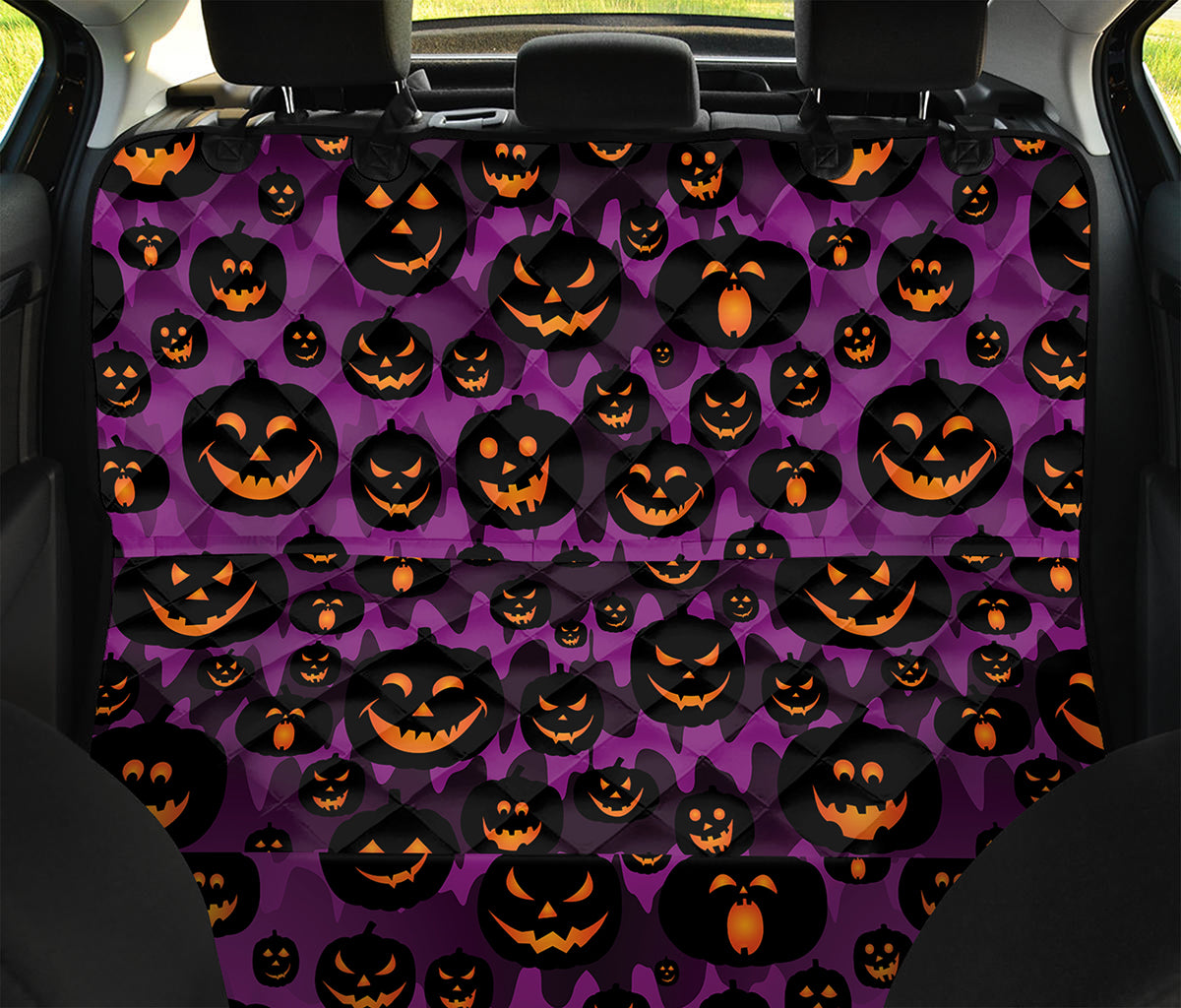 Halloween Pumpkin Smiley Faces Print Pet Car Back Seat Cover