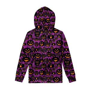 Halloween Pumpkin Smiley Faces Print Pullover Hoodie