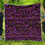 Halloween Pumpkin Smiley Faces Print Quilt