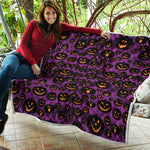 Halloween Pumpkin Smiley Faces Print Quilt