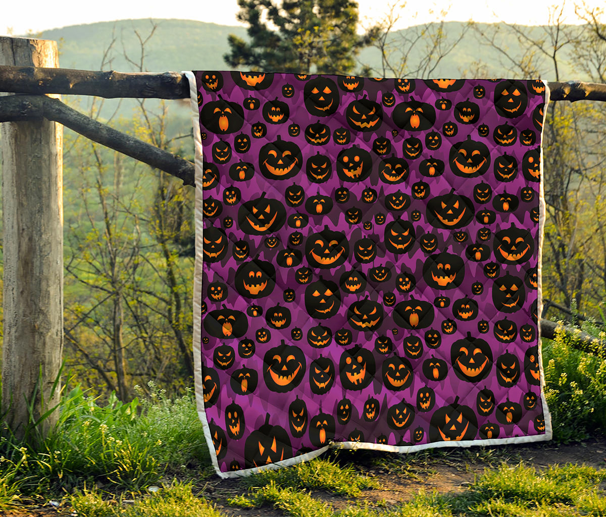 Halloween Pumpkin Smiley Faces Print Quilt