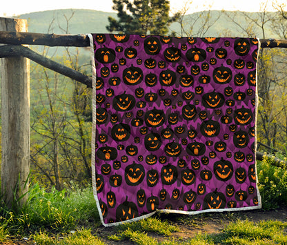 Halloween Pumpkin Smiley Faces Print Quilt