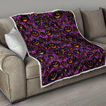 Halloween Pumpkin Smiley Faces Print Quilt