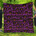 Halloween Pumpkin Smiley Faces Print Quilt