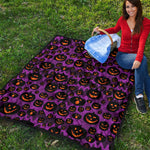 Halloween Pumpkin Smiley Faces Print Quilt