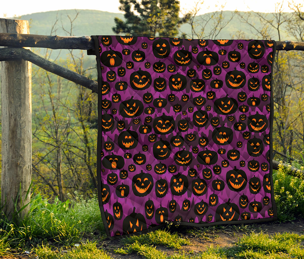 Halloween Pumpkin Smiley Faces Print Quilt