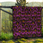Halloween Pumpkin Smiley Faces Print Quilt