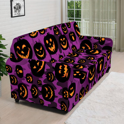 Halloween Pumpkin Smiley Faces Print Sofa Cover