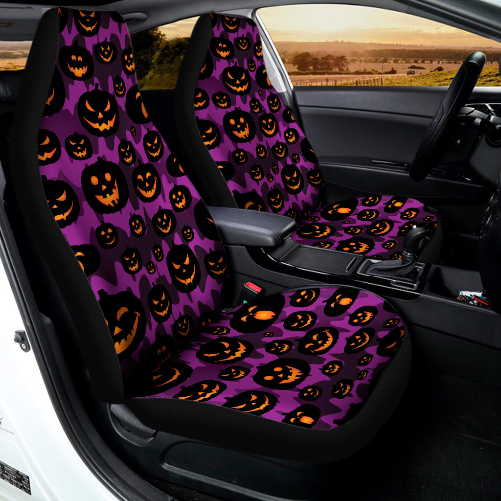 Halloween Pumpkin Smiley Faces Print Universal Fit Car Seat Covers