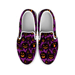 Halloween Pumpkin Smiley Faces Print White Slip On Shoes