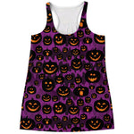 Halloween Pumpkin Smiley Faces Print Women's Racerback Tank Top