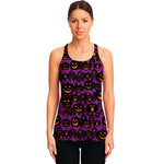 Halloween Pumpkin Smiley Faces Print Women's Racerback Tank Top
