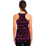 Halloween Pumpkin Smiley Faces Print Women's Racerback Tank Top