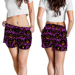 Halloween Pumpkin Smiley Faces Print Women's Shorts