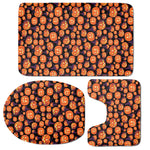 Halloween Pumpkin Witch Pattern Print 3 Piece Bath Mat Set