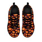 Halloween Pumpkin Witch Pattern Print Black Sneakers