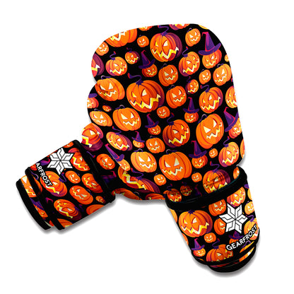 Halloween Pumpkin Witch Pattern Print Boxing Gloves