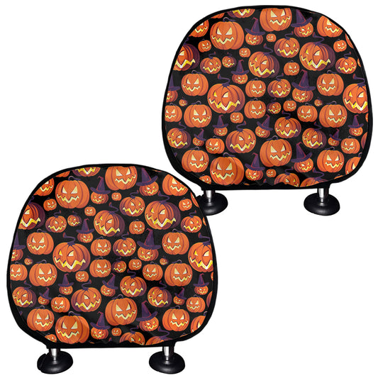 Halloween Pumpkin Witch Pattern Print Car Headrest Covers