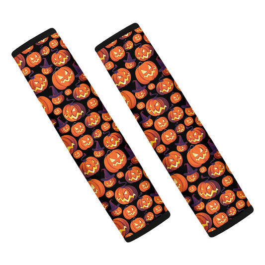 Halloween Pumpkin Witch Pattern Print Car Seat Belt Covers
