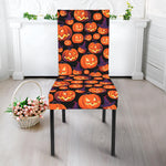 Halloween Pumpkin Witch Pattern Print Dining Chair Slipcover