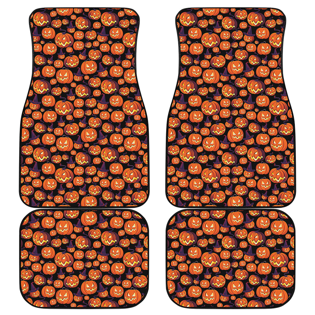 Halloween Pumpkin Witch Pattern Print Front and Back Car Floor Mats