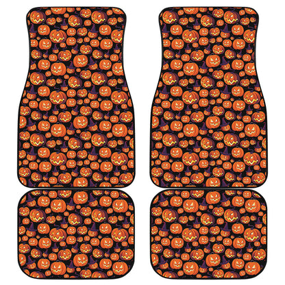 Halloween Pumpkin Witch Pattern Print Front and Back Car Floor Mats