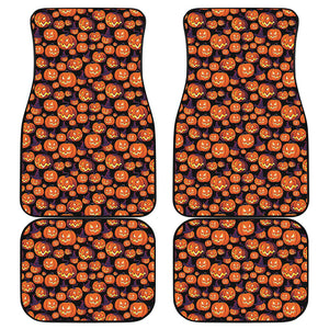 Halloween Pumpkin Witch Pattern Print Front and Back Car Floor Mats