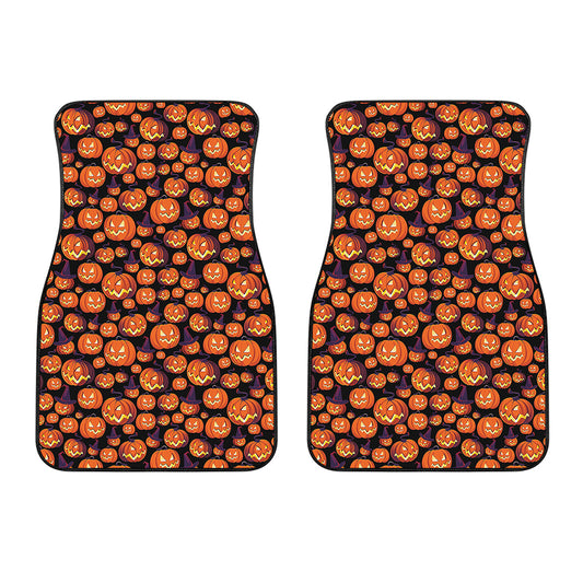 Halloween Pumpkin Witch Pattern Print Front Car Floor Mats