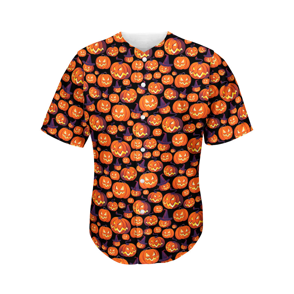 Halloween Pumpkin Witch Pattern Print Men's Baseball Jersey