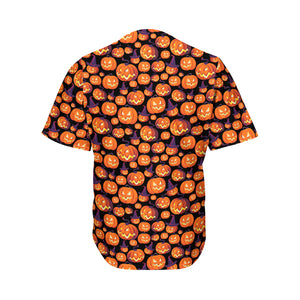 Halloween Pumpkin Witch Pattern Print Men's Baseball Jersey